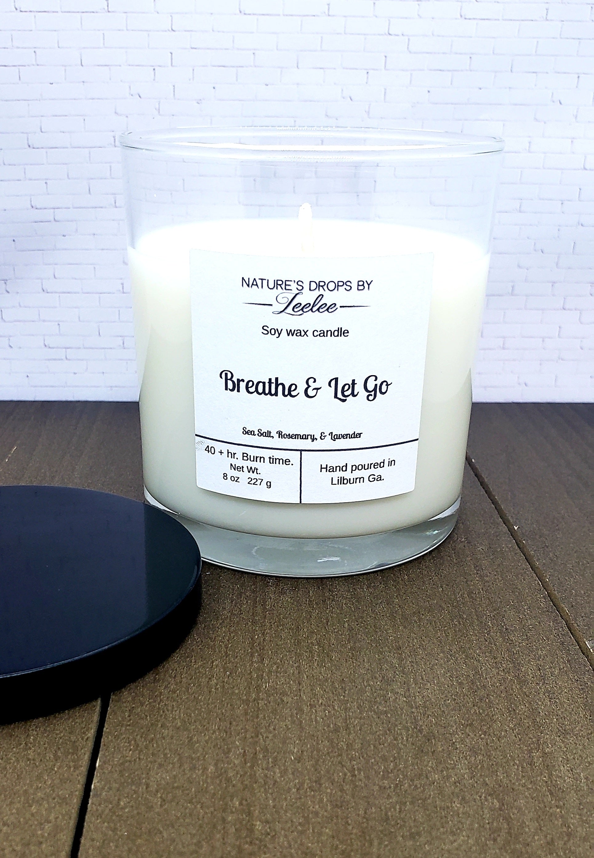 soy candle, self care, affirmation, breathe, fresh scents, clean scents, rosemary, lavender, handmade candle