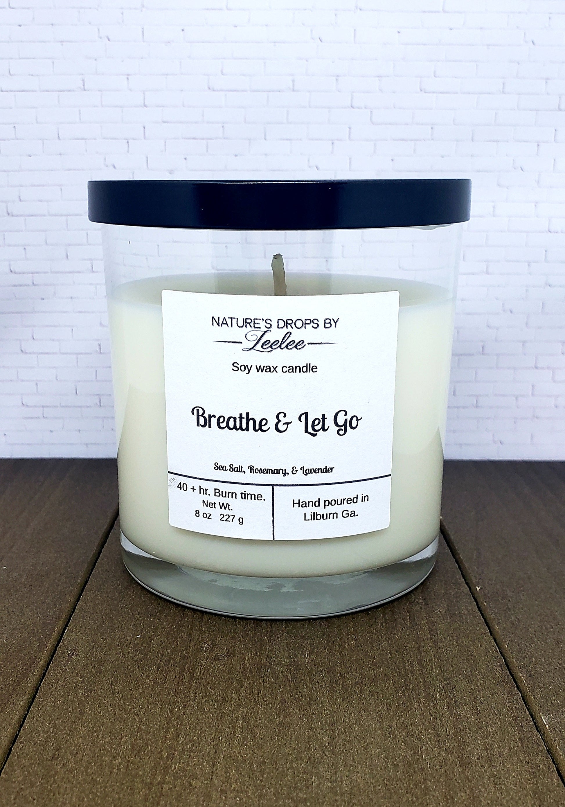 soy candle, self care, affirmation, breathe, fresh scents, clean scents, rosemary, lavender, handmade candle